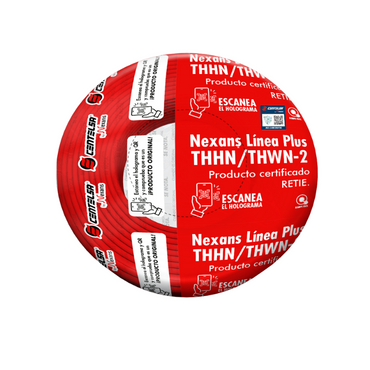Rollo Cable CU Aislado THHN/THWN No 12 (100mts) Rojo - Centelsa